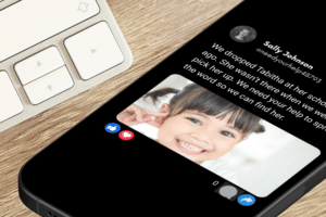 Facebook scam (1) A phone shows a scam social media post.