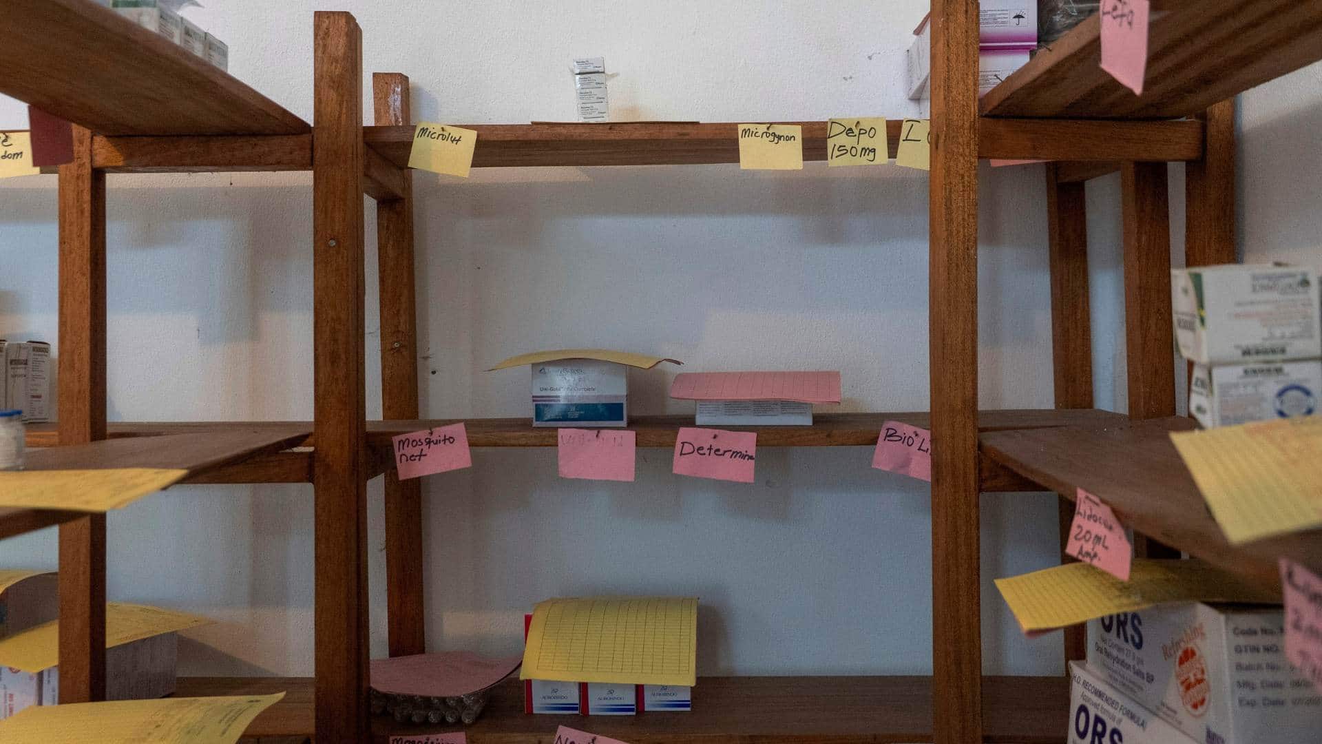 An almost-empty shelf