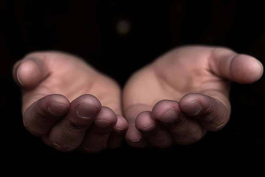 Two hands begging.