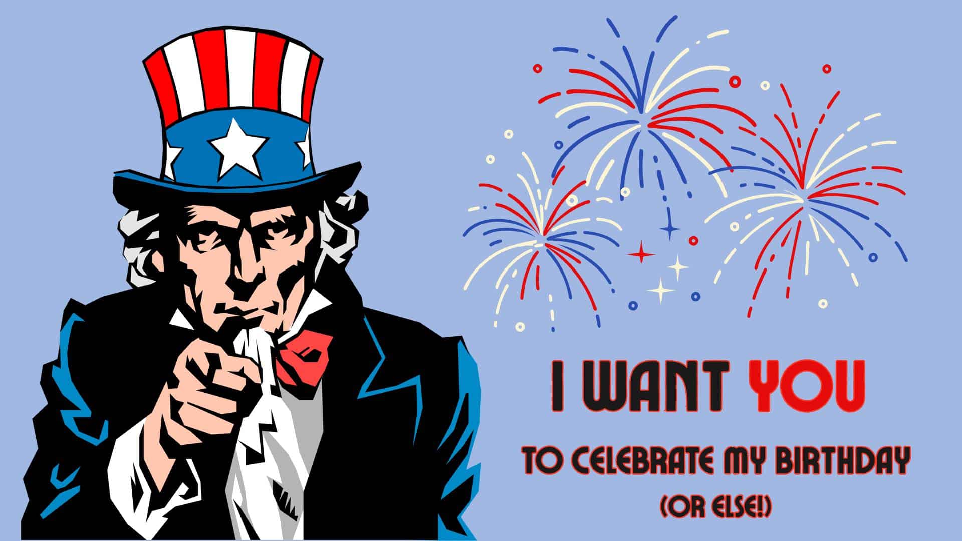 The image of Uncle Sam  with fireworks