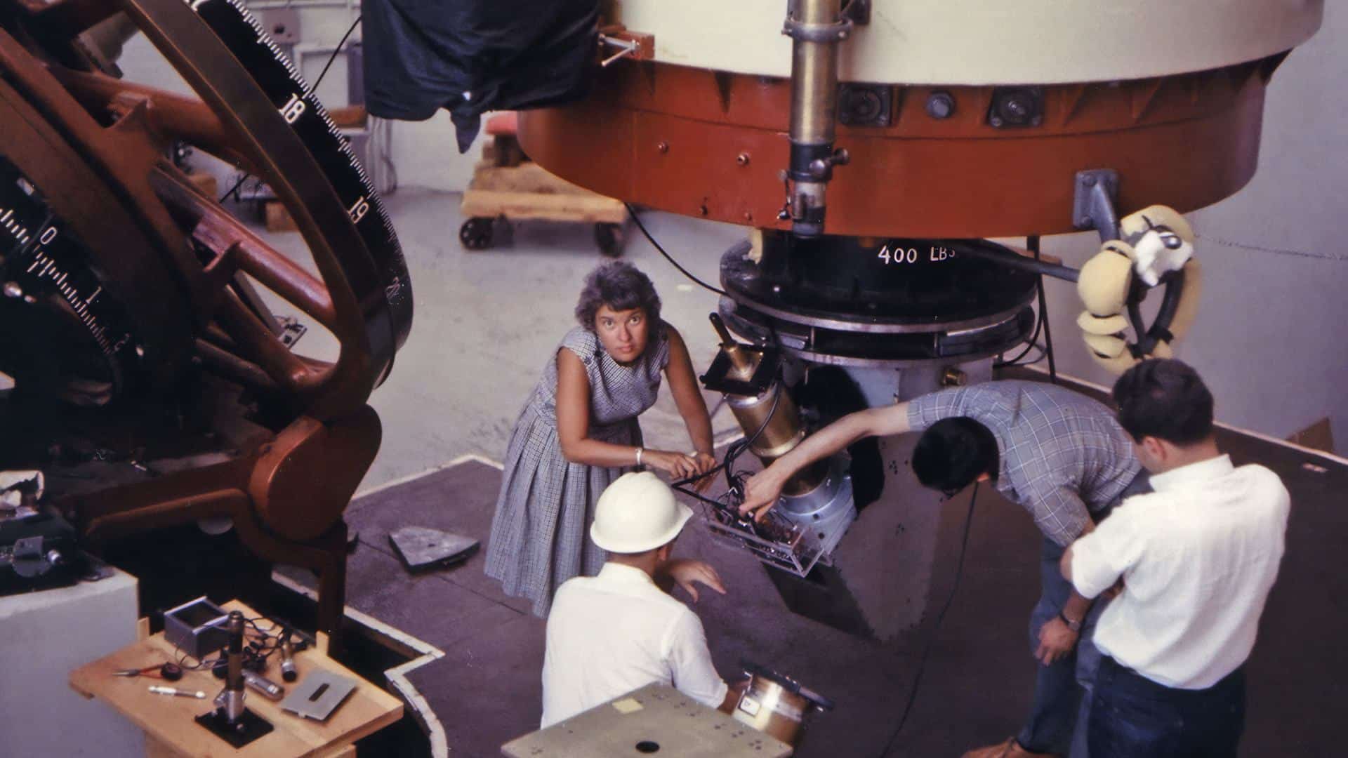 Vera Rubin working on a giant telescope