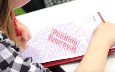A student gets back an essay stamped "Pending Approval."