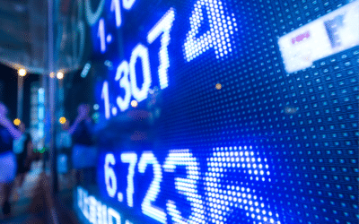 Hong Kong display stock market charts.