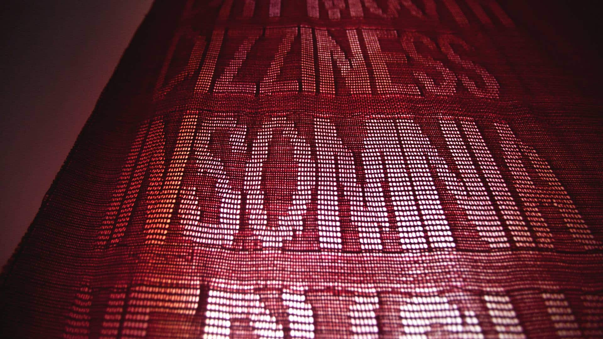 "Take Twice Daily" by Alexa Kumiko Hatanaka. Handwoven cotton, 2014-2021.