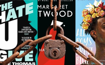 A lock and heavy chain cover three novels.