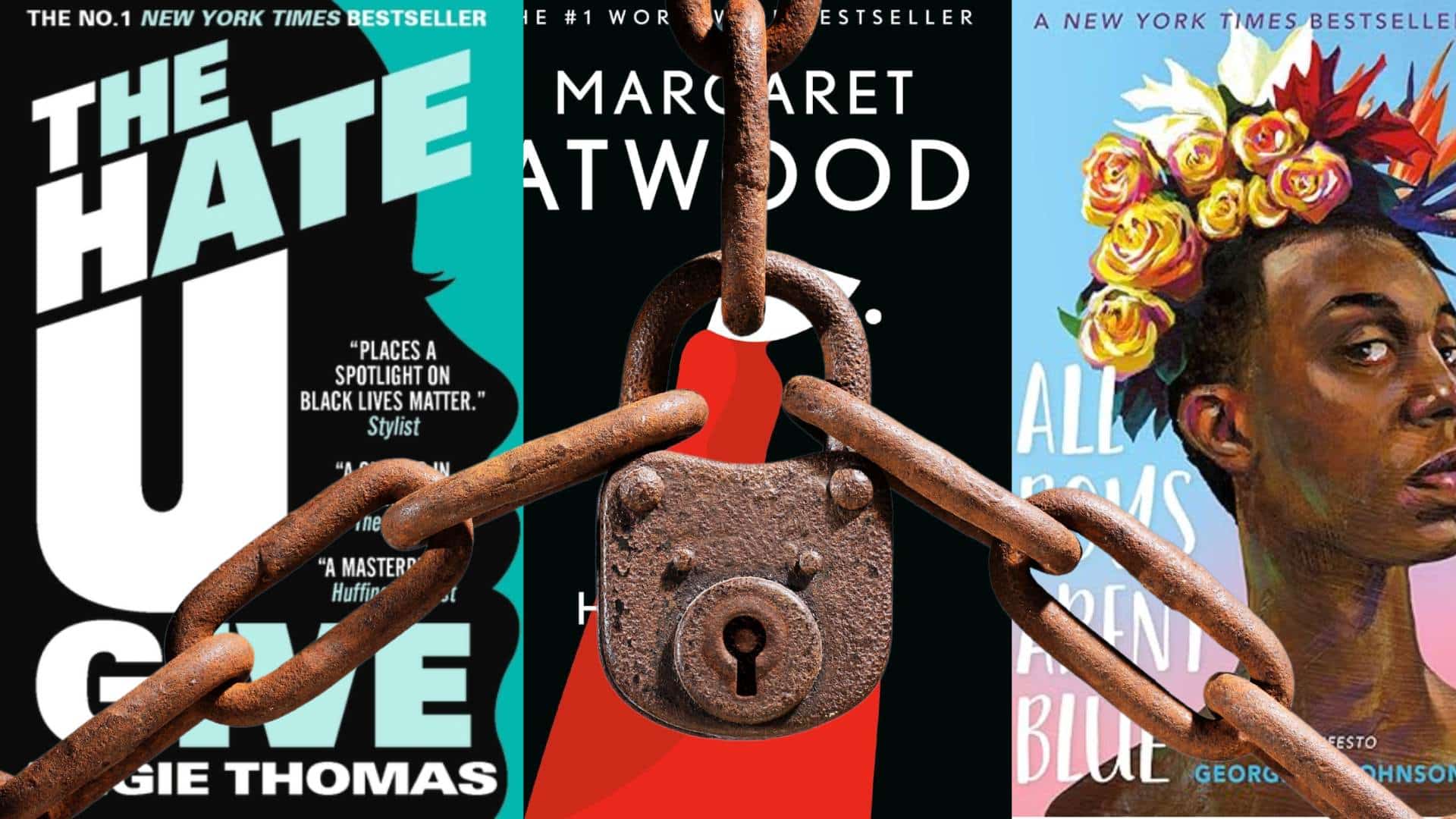 A lock and heavy chain cover three novels.