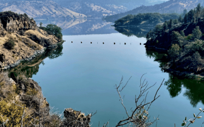 The Copco 1 Dam reservoir in Hornbook, California