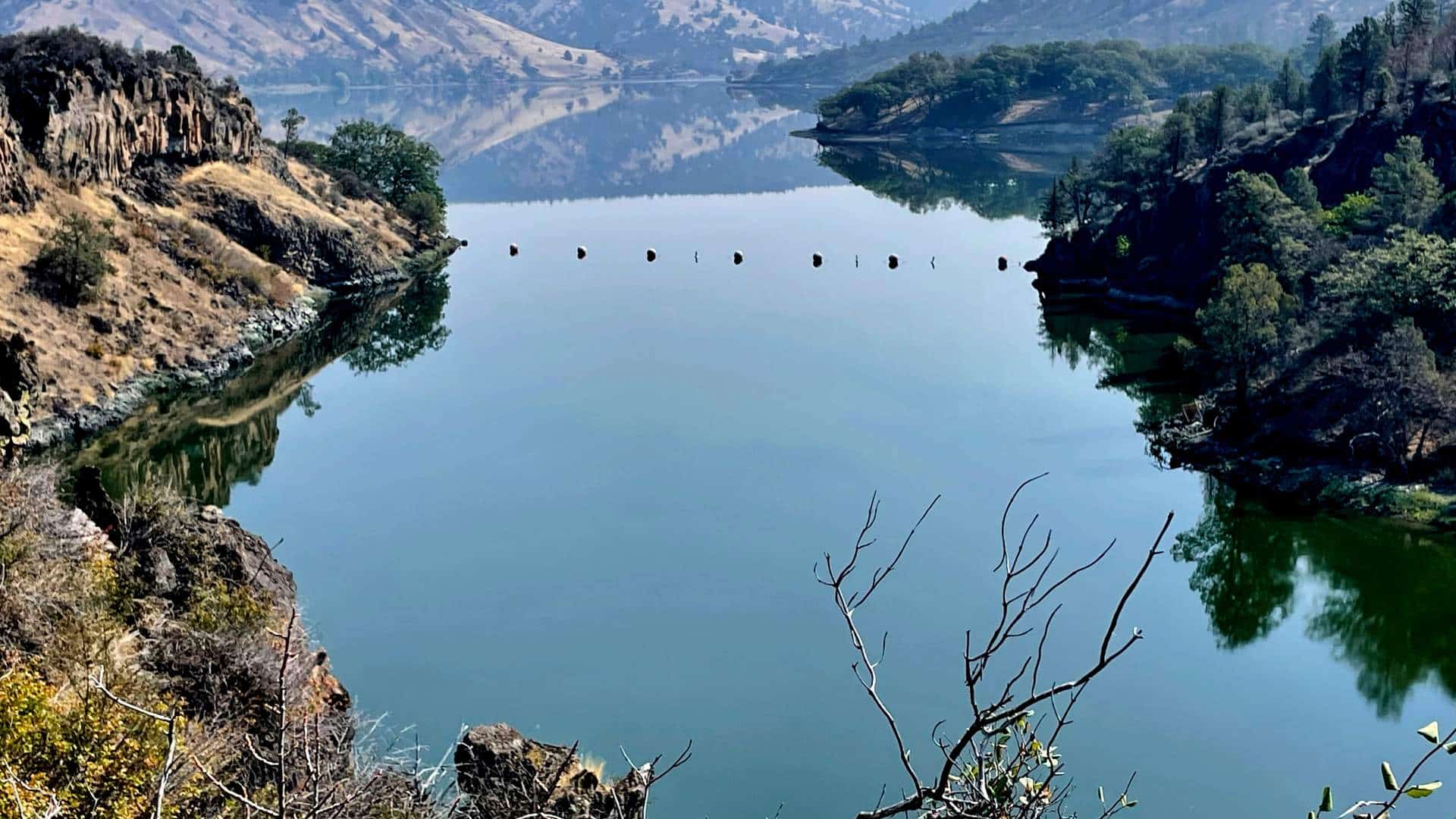 The Copco 1 Dam reservoir in Hornbook, California