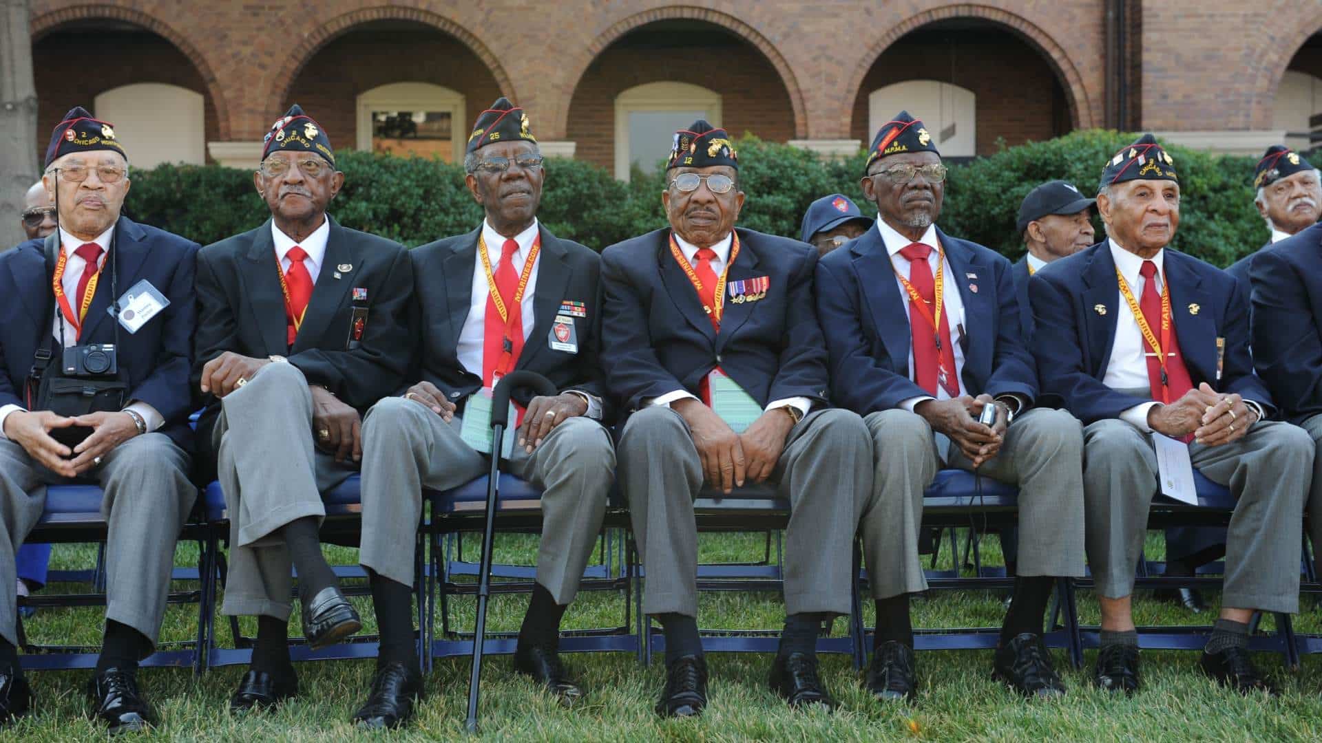 Montford Point Marines attend a Congressional Gold Medal Commemorative Ceremony at Marine Barracks Washington in Washington, D.C.,