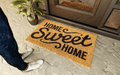 A doormat reads "Home Sweet Home"