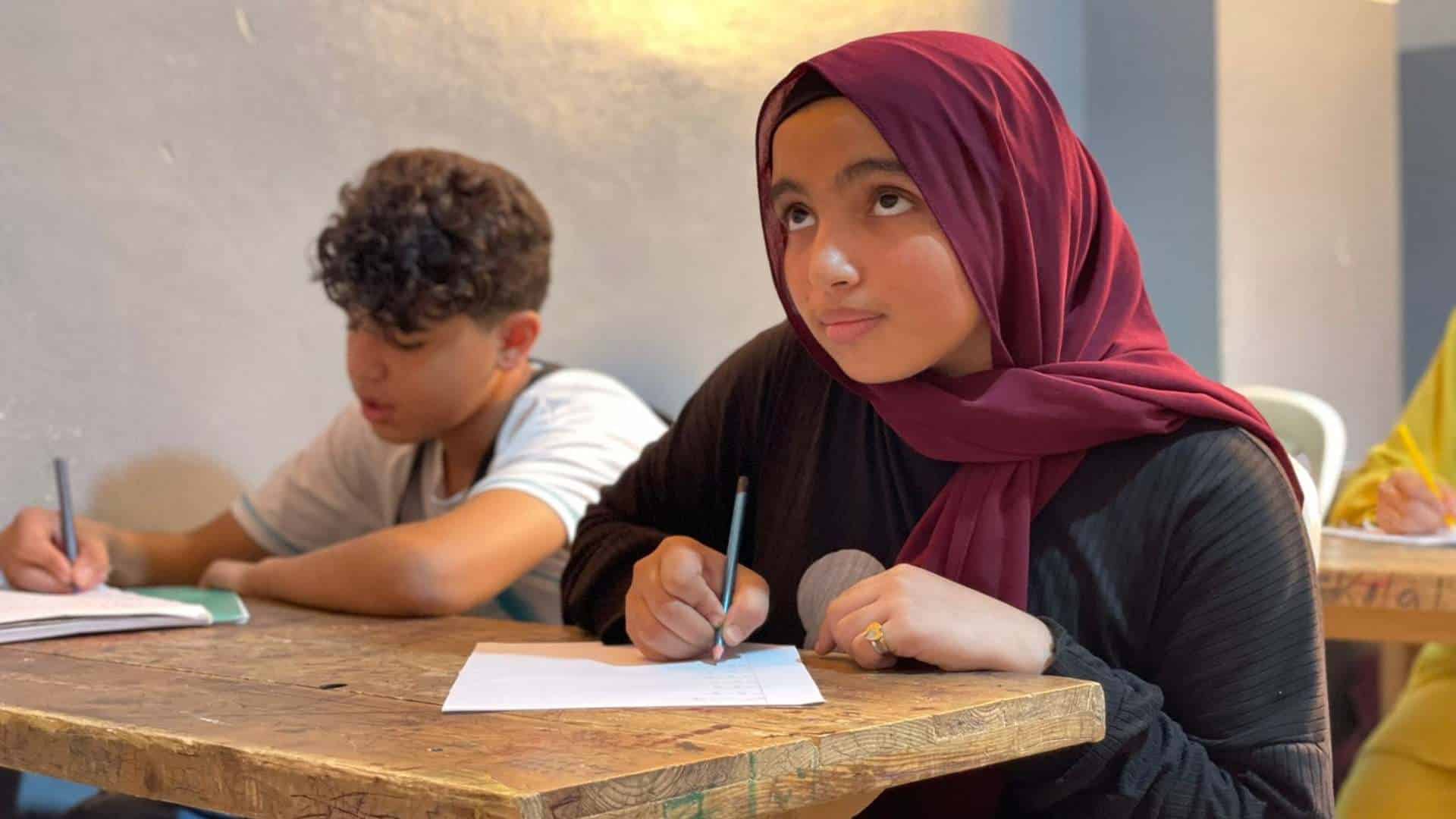 A girl in an Alsama school in Jordan. 