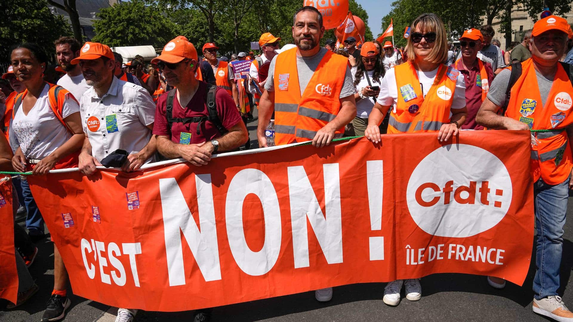 A protest march in France over proposed pension reforms. 