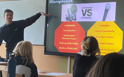 News Decoder Program & Communications Manager Cathal O'Luanaigh delivering a workshop on podcasting.