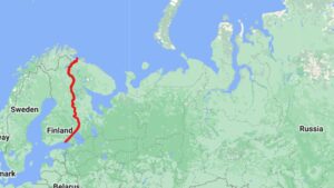 A map shows the border of Finland and Russia