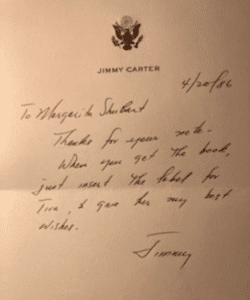 A letter from Jimmy Carter to the author's mother.