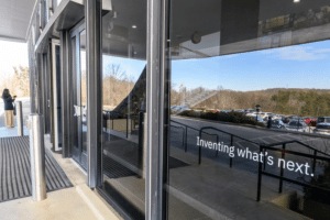 1 A sign at the front door at IBM's research headquarters: “Inventing what’s next”.