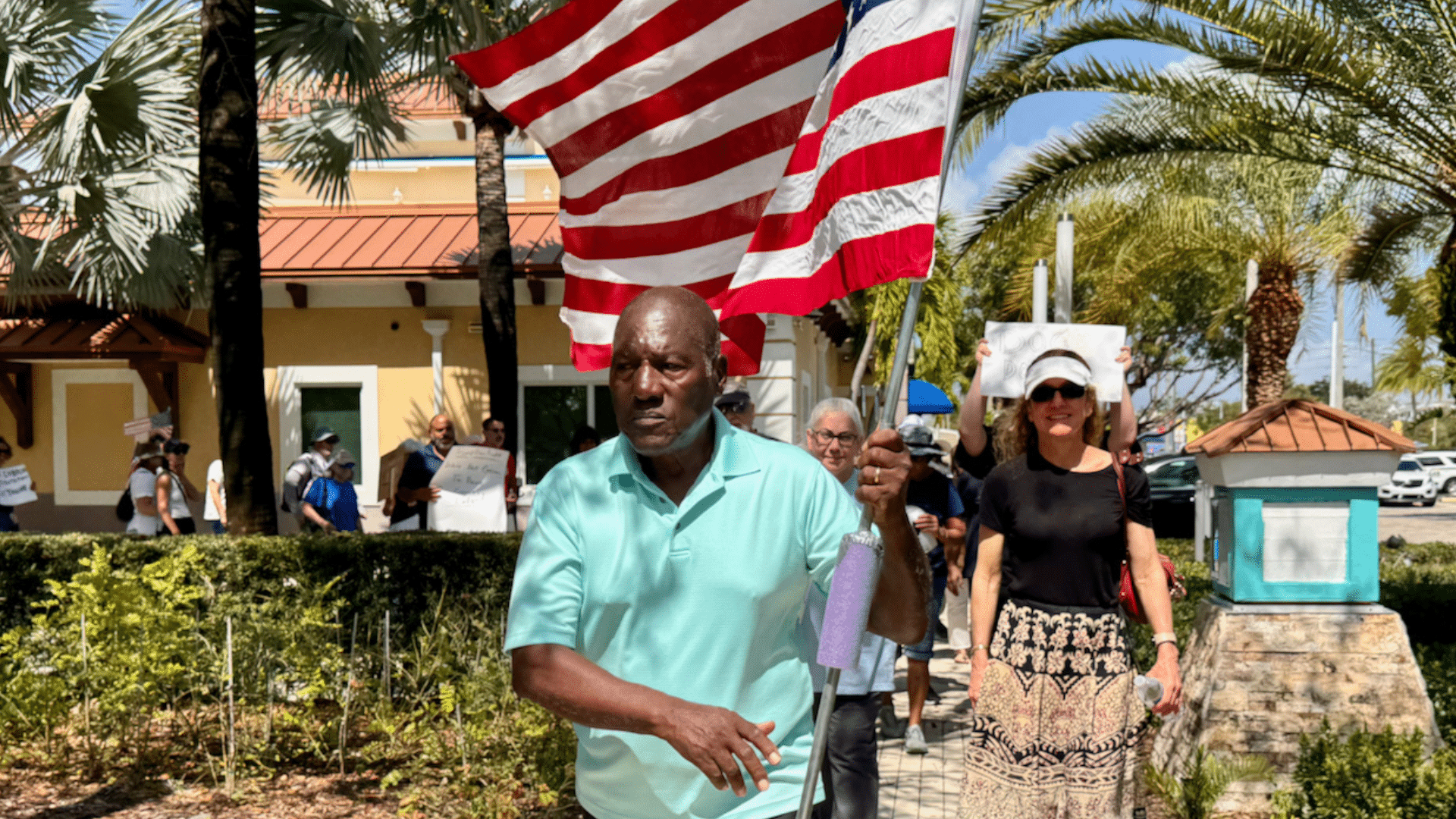 Marvin Dunn marching in Florida on 16 March 2025. Marvin Dunn marching in Florida on 16 March 2025.