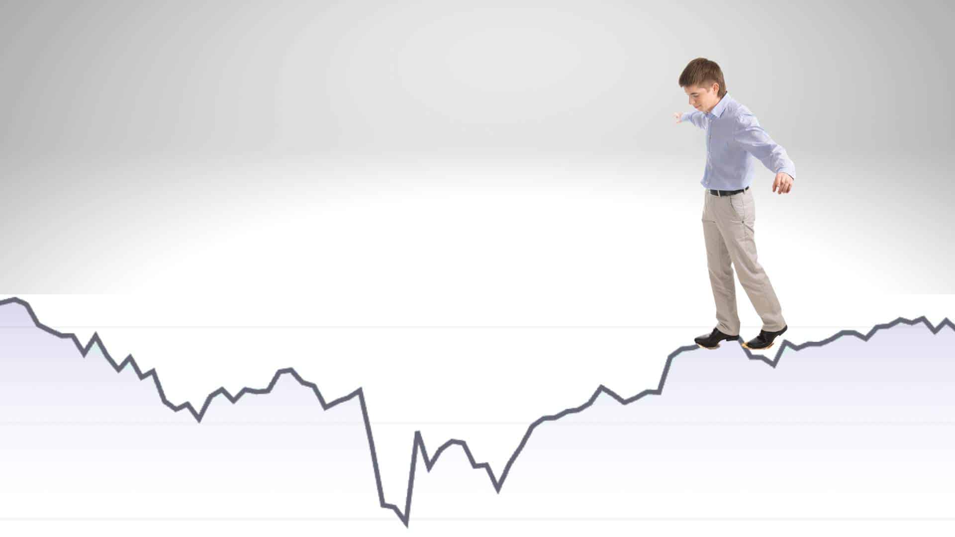 World economies connected A stock market chart on a lit screen.