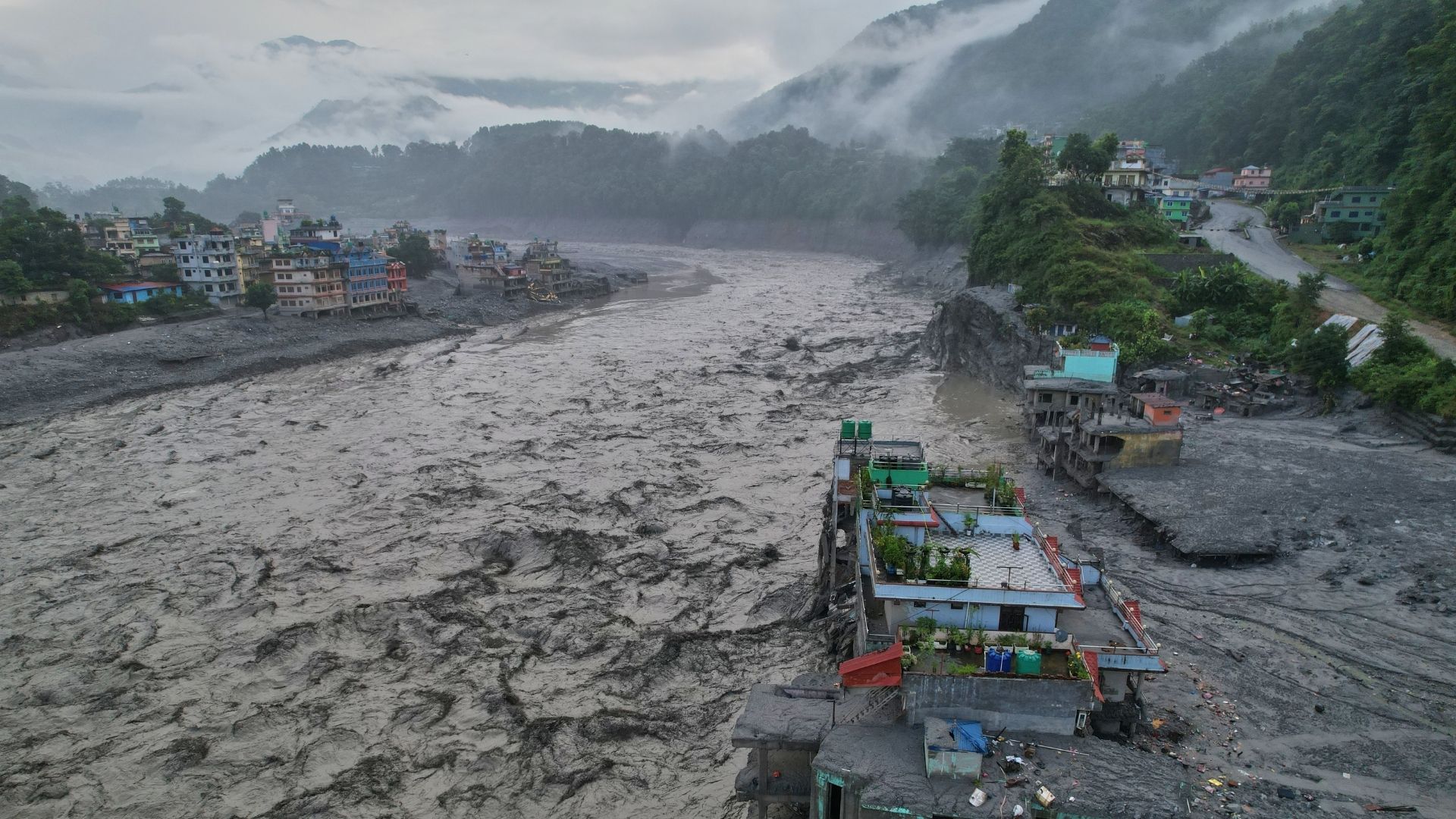 The aftermath of flooding in Nepal 